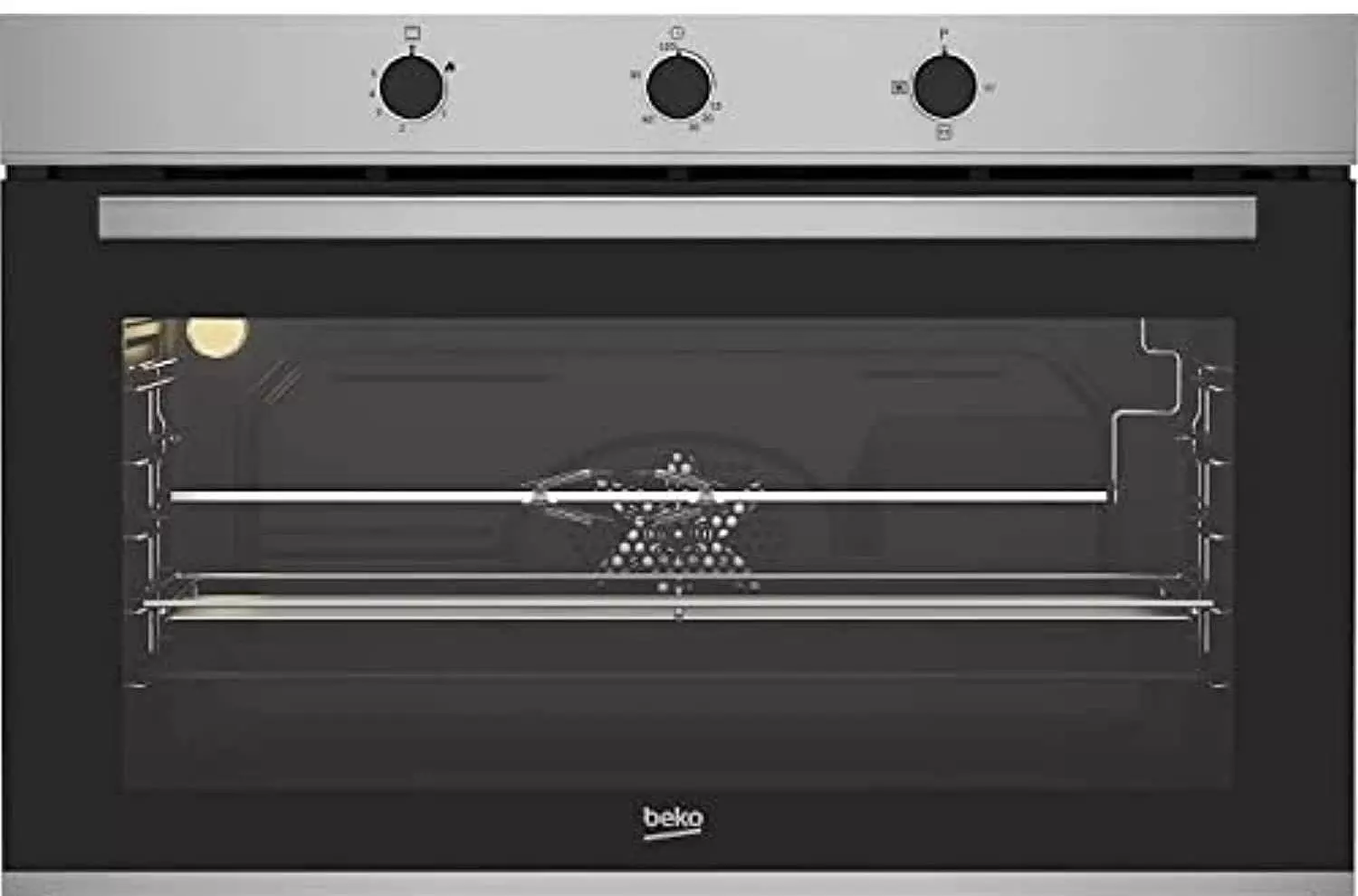 فرن غاز بلت ان بيكو، 90 سم، أمان كامل، اشعال ذاتي، ديجيتال، BBWHT12300XS - فضي اسود image