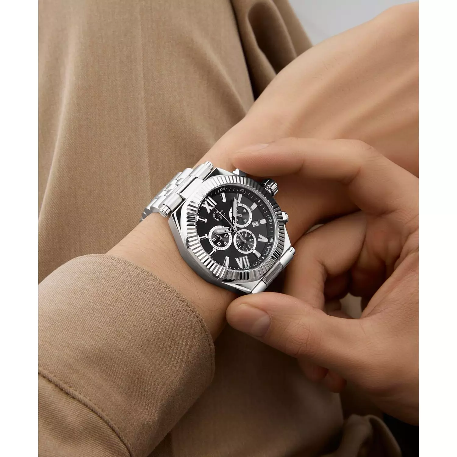 Gc Atlas Chrono Metal Men Watch Silver Stainless Steel Bracelet 5