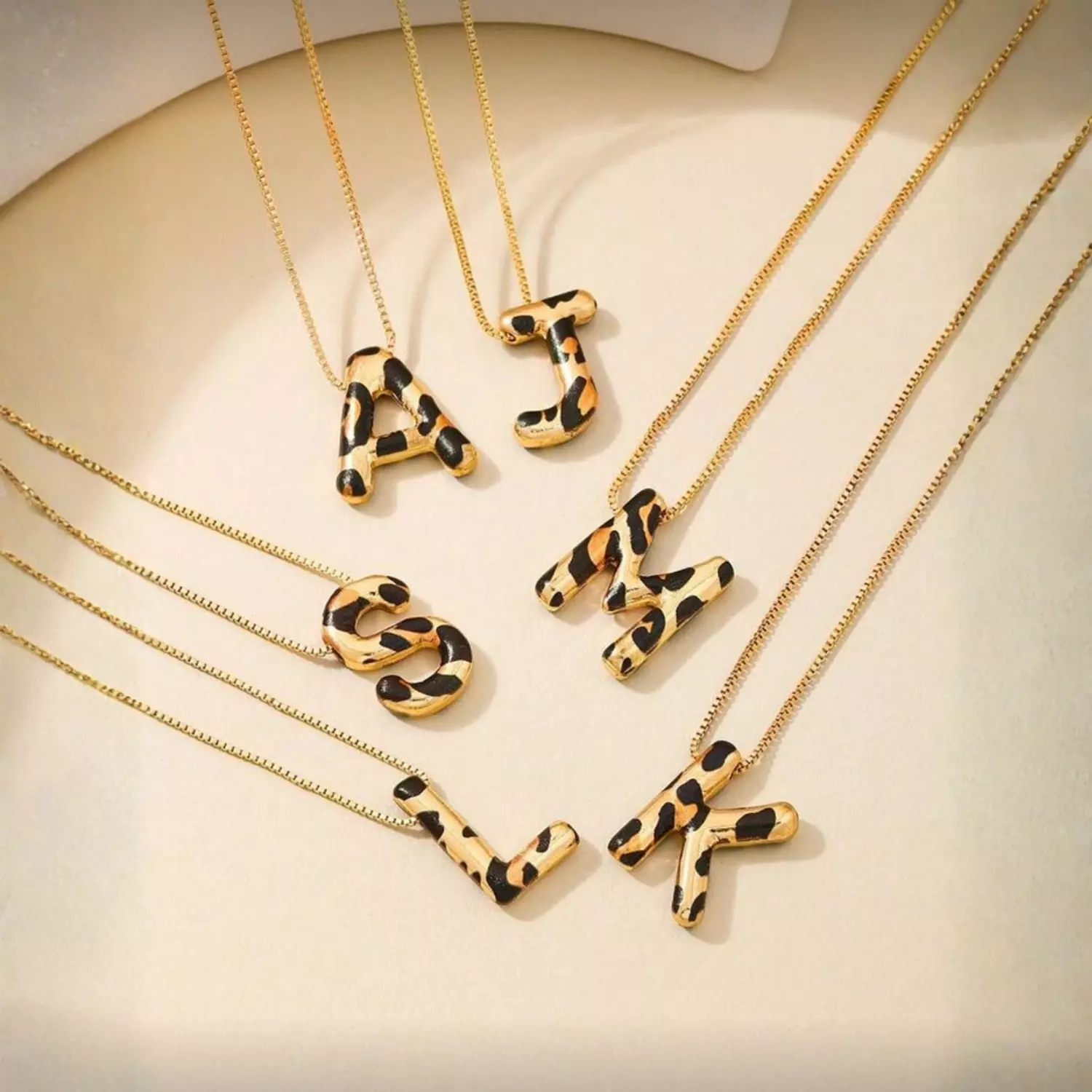 Leopard Print Letter Necklace image