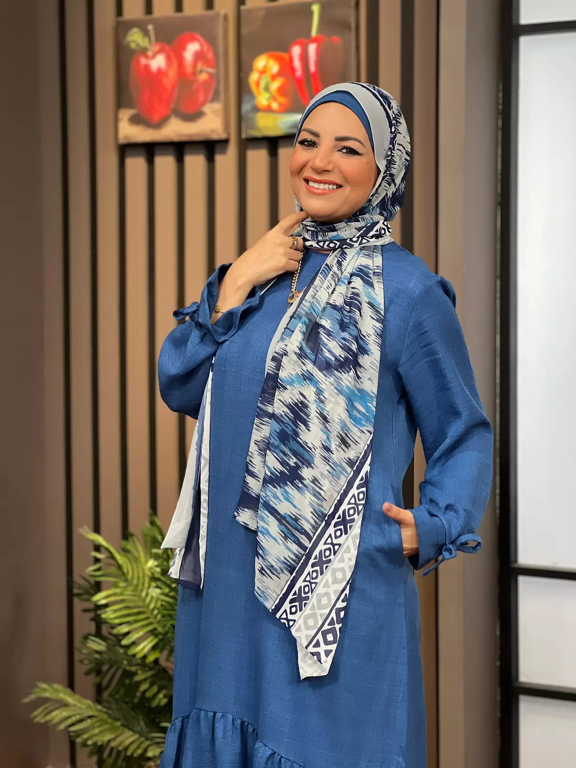 Ribboned Linen Dress - Indigo 2