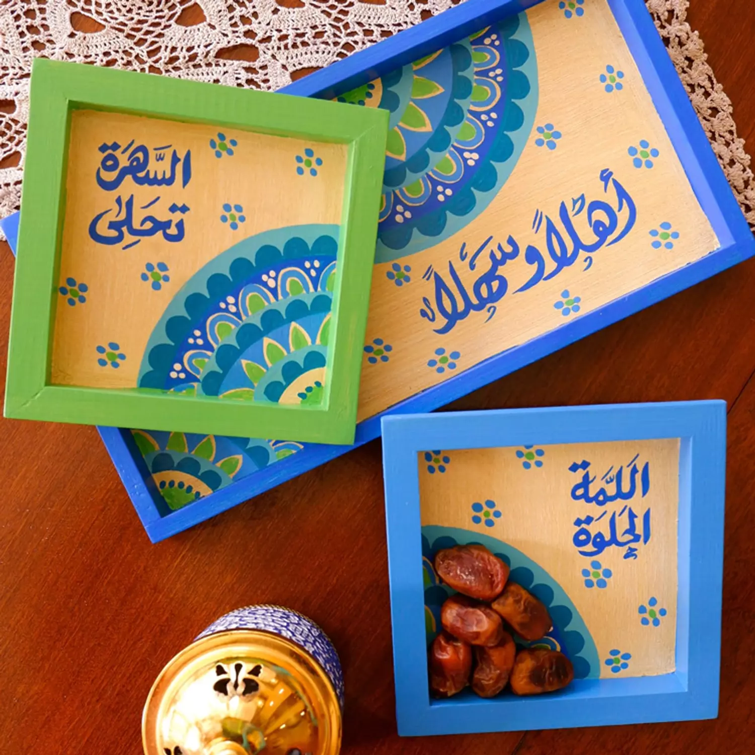 Nuts set rectangle - Modern mandala blue image