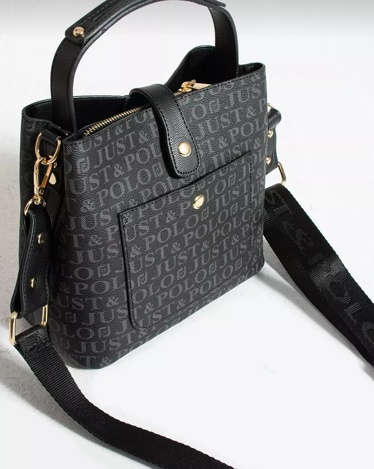 Elegant Black Shoulder Bag from Just Polo with Gold Accents 2