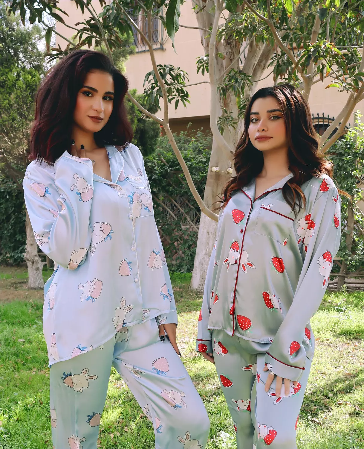 Bunny & Strawberry Print Satin Pajama 8