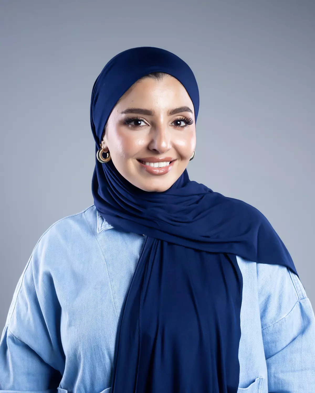 Jamila 2 in 1 navy blue cotton scarf  3