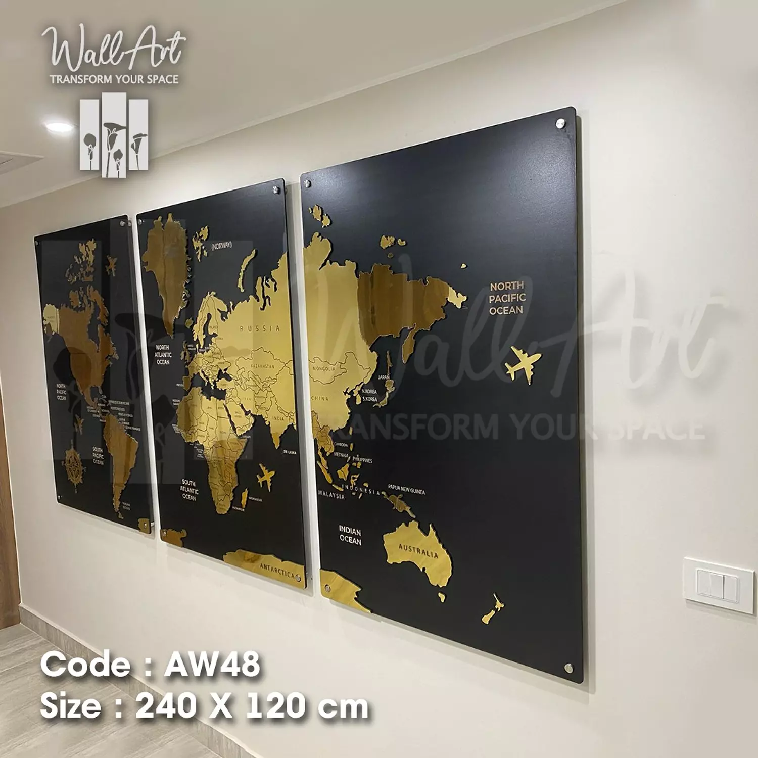 AW48-Engraved World Map  image