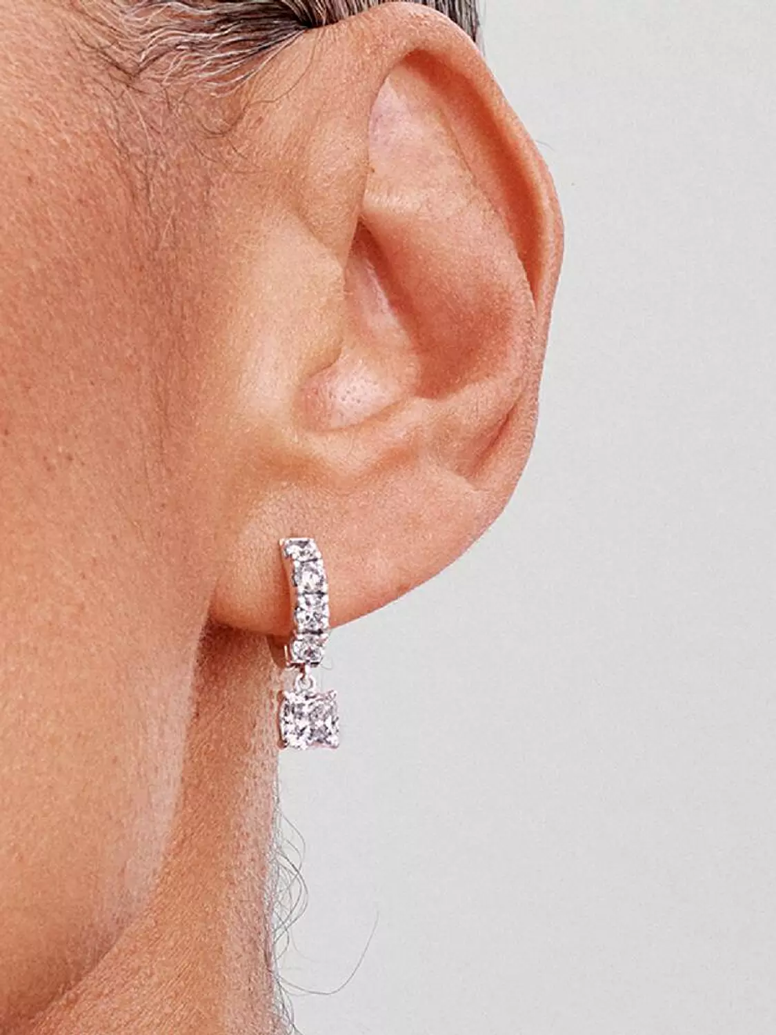 Pavé Dangle Hoop Earrings 1