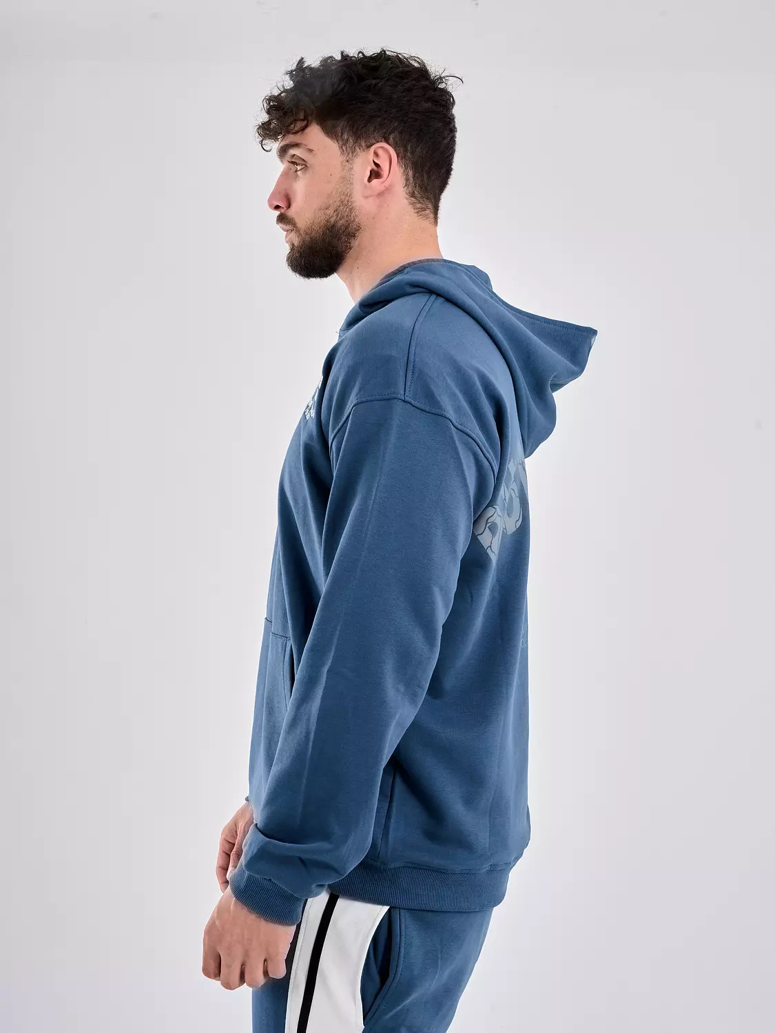 Drop Shoulder quarter Zip Hoodie ‘’indigo’’ 3