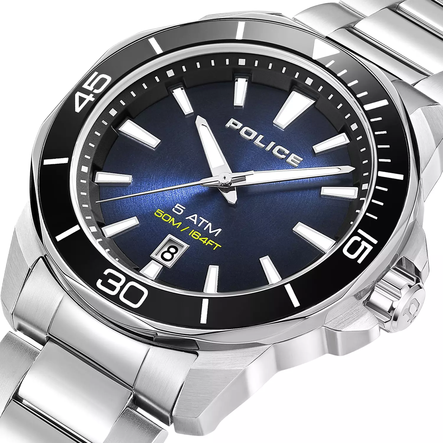Police PEWJH0021402 Thornton Men's Watch, Blue Sunray Dial & Stainless Steel Bracelet, 43x49mm 1