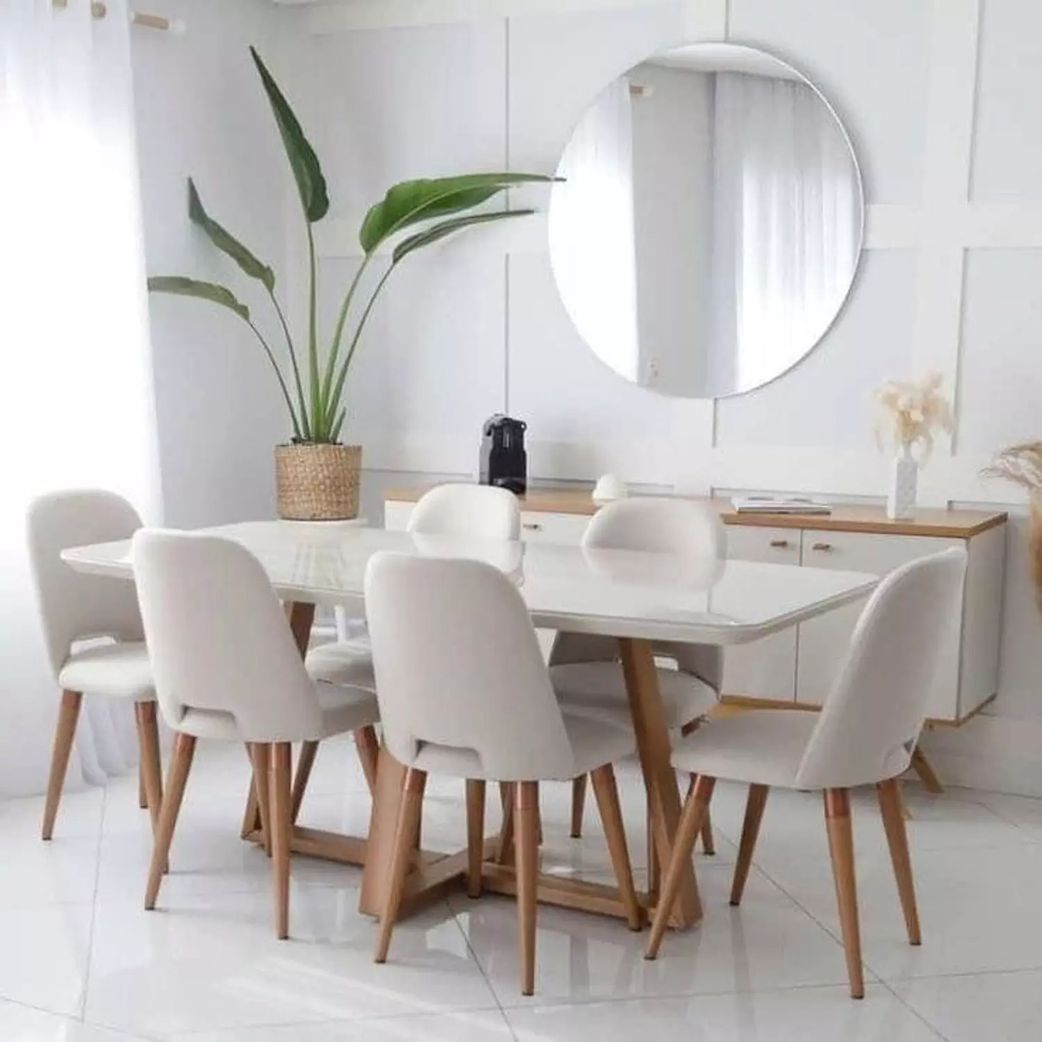Modern Dining Set + Table + 6 Chairs + Sideboard image
