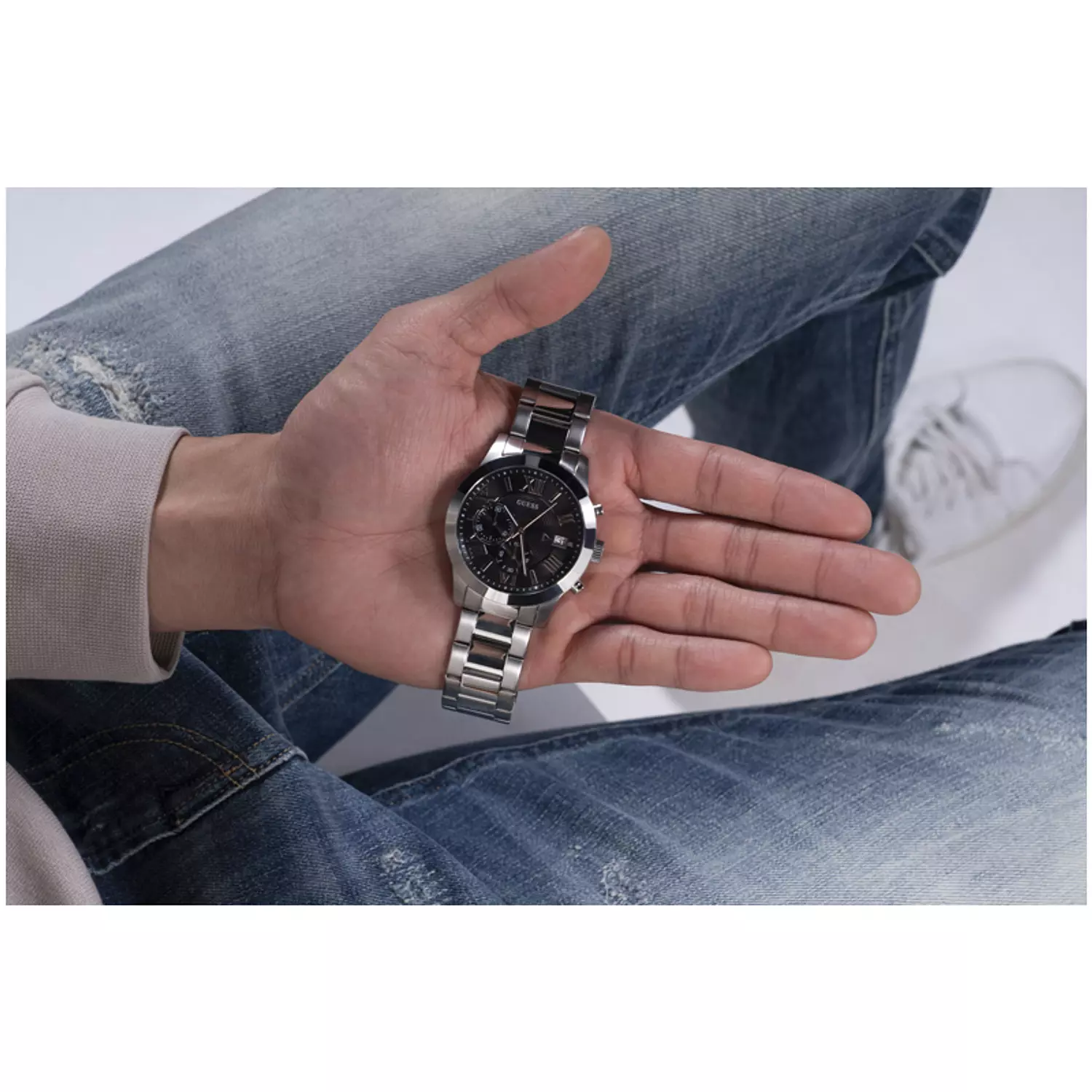 GUESS W0668G3 Men's  Watch Silver Tone Stainless Steel Bracelet 7
