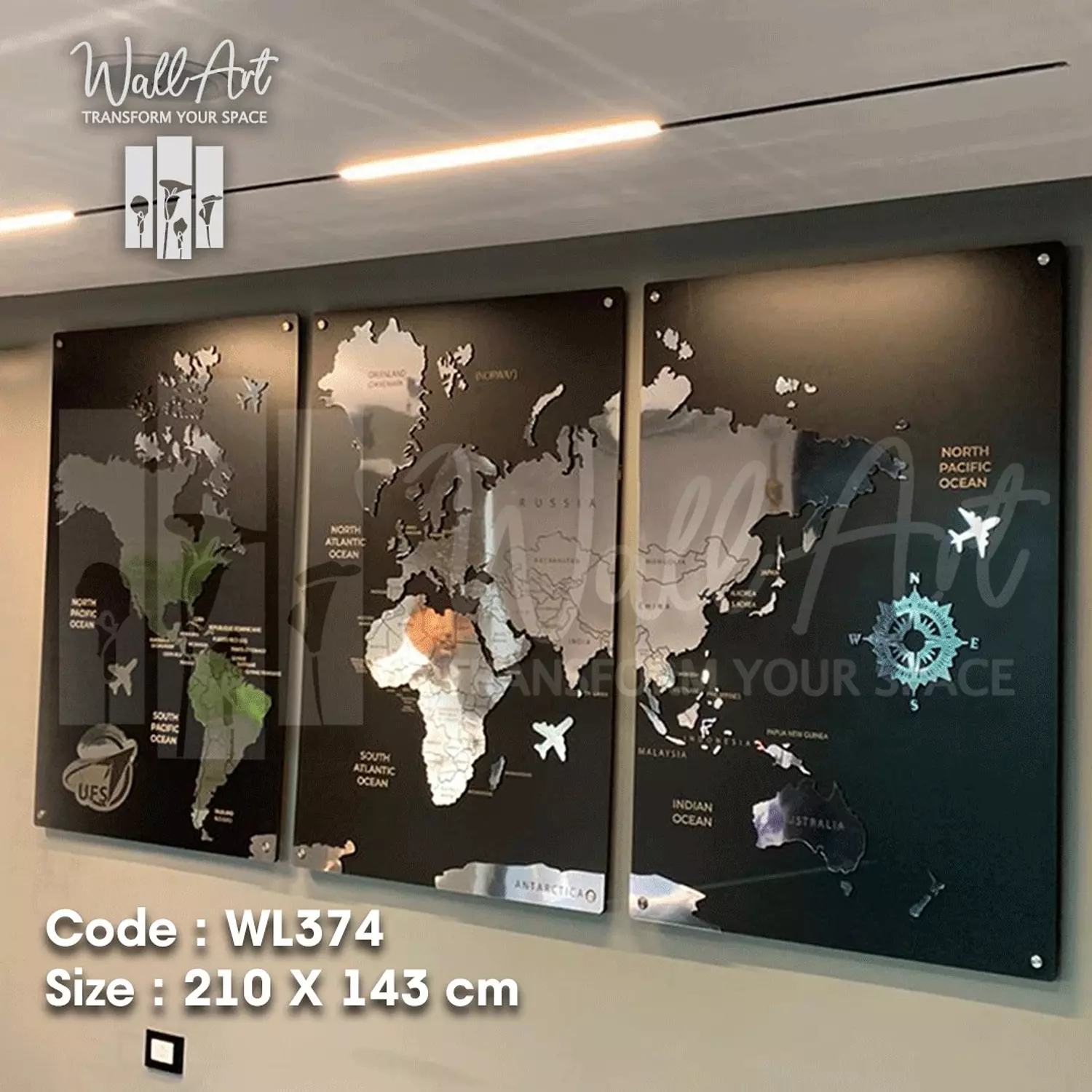 AW116-Engraved World Map   8