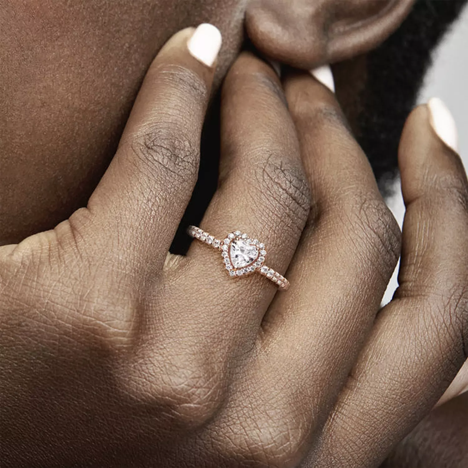 Heart 14k rose gold-plated ring with clear cubic zirconia | Pandora ...