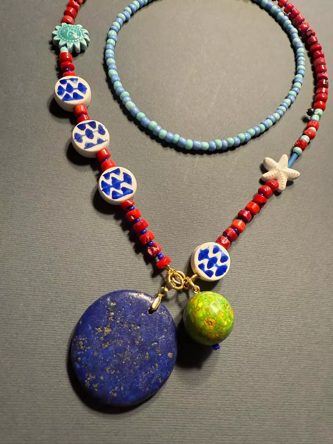 Long Gemstones Necklace 1