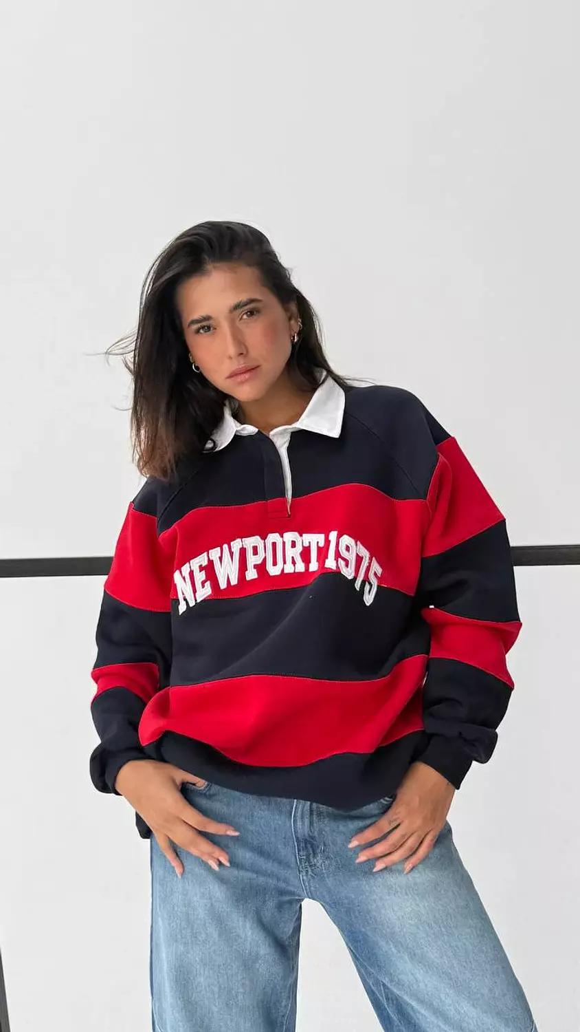 Striped poplin collar hoodie image