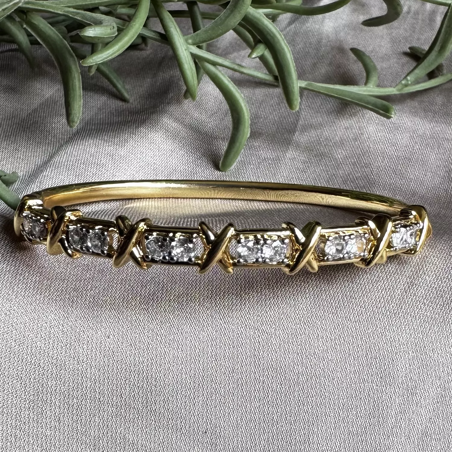 X-Shape gold plated zircon bangle 2