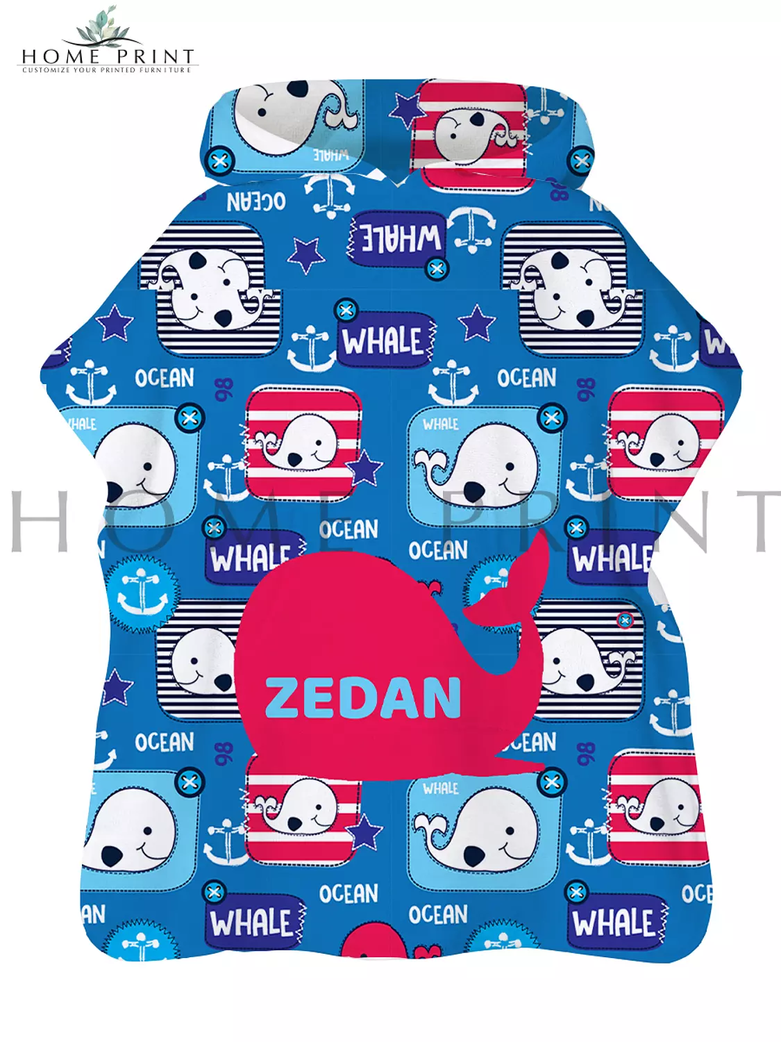 Microfiber Poncho - Colorful Whale Pattern  image