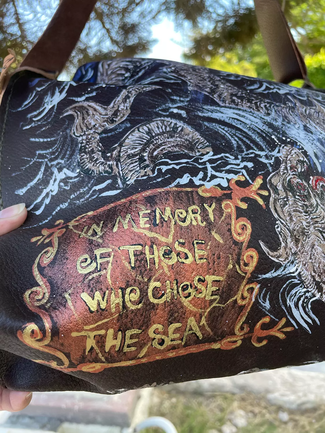 Treasure map real leather hand-made bag 6