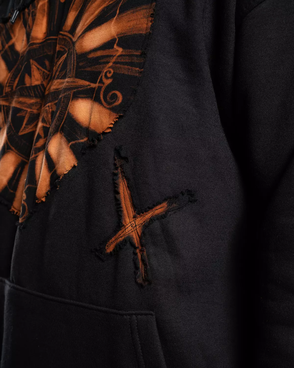 “Atlantic “ hand bleached black hoodie  2