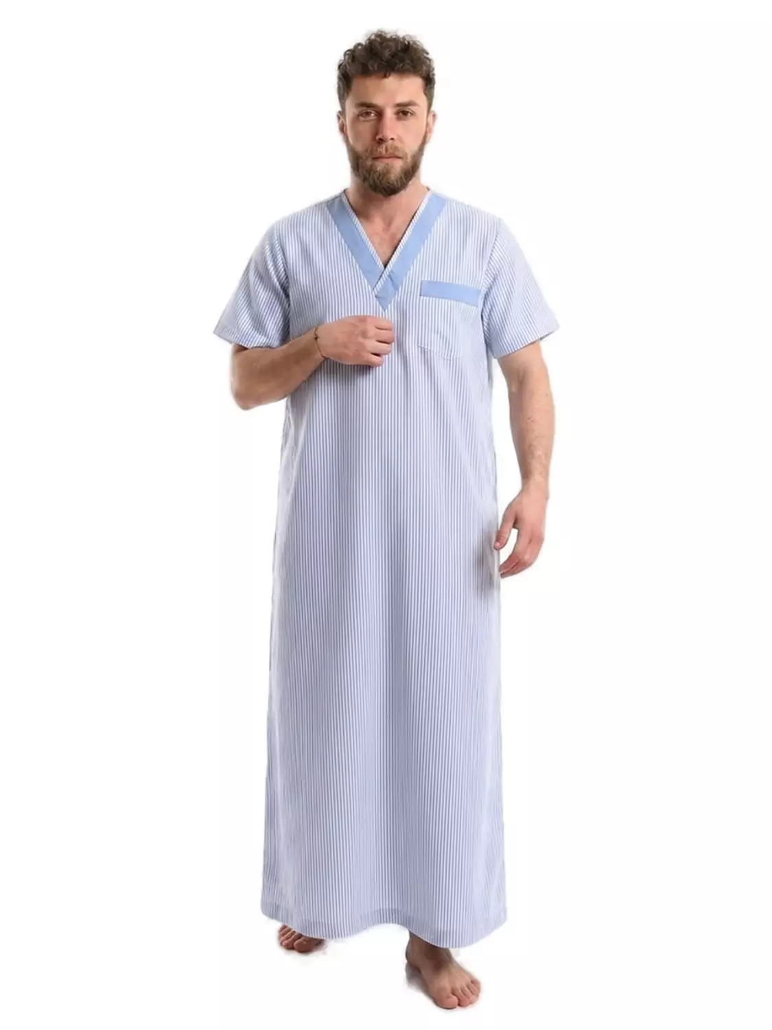 Men's Galabeya Short Sleeves - 2731- Baby Blue image