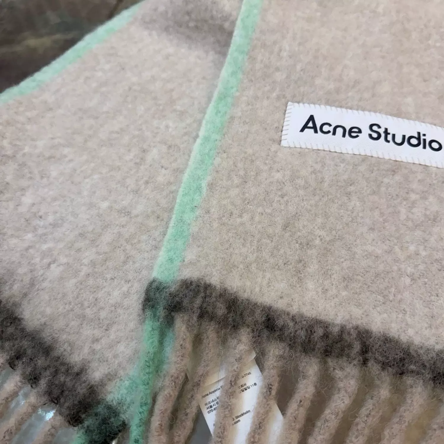 ACNE rainbow scarf in alpaca and mohair style 4