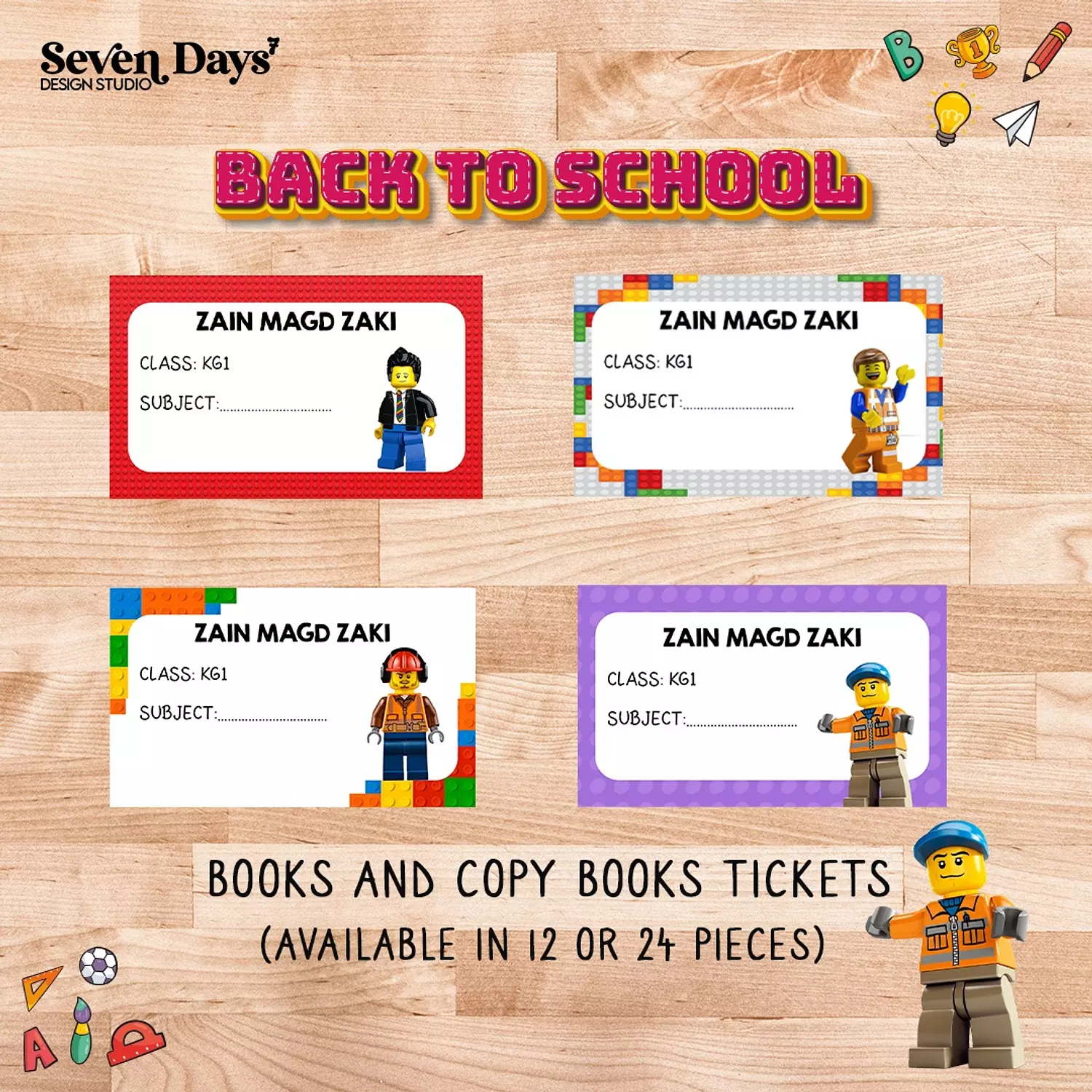 Lego School Labels | Seven Days Design Studio