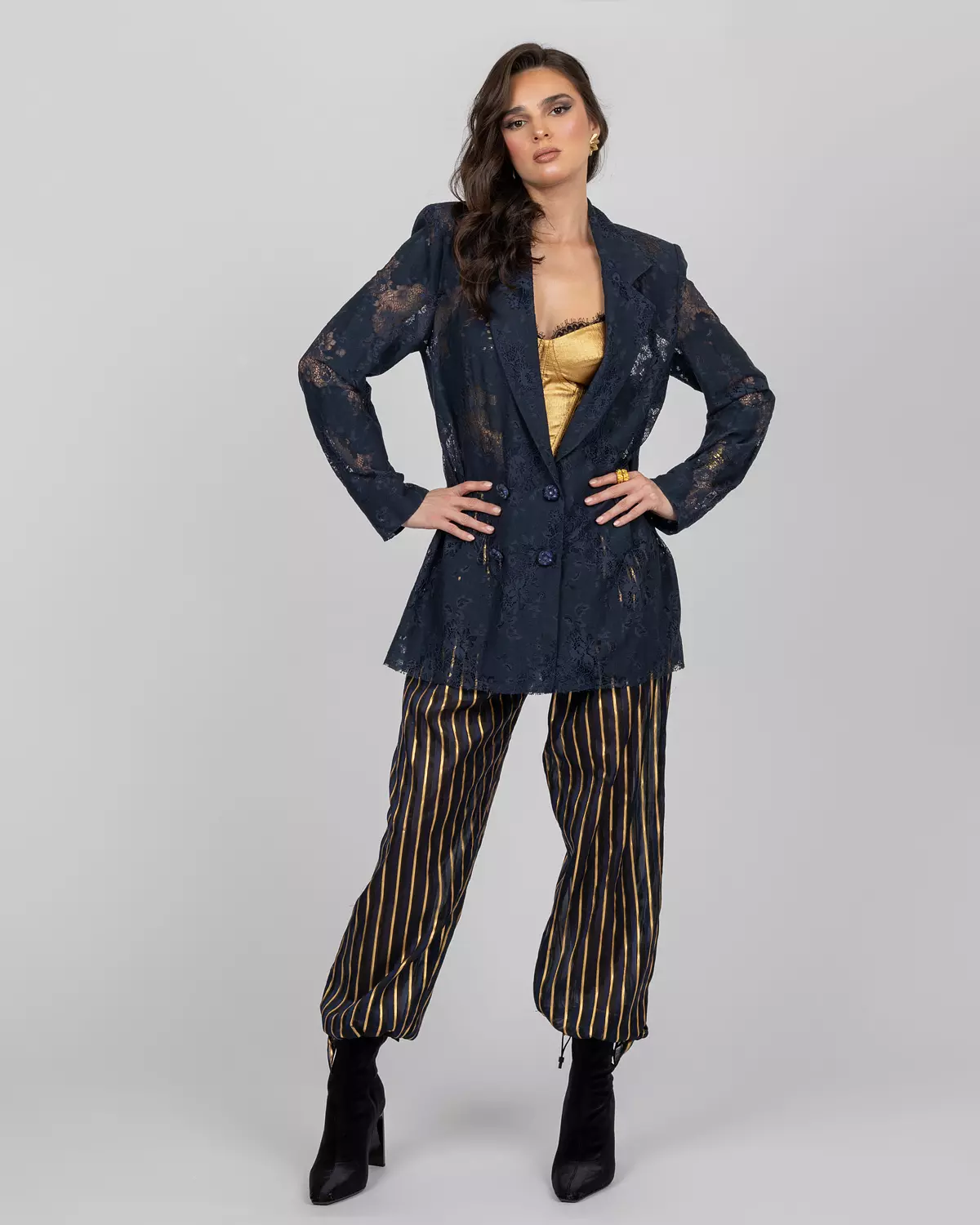 Navy Blue Lace Blazer 4