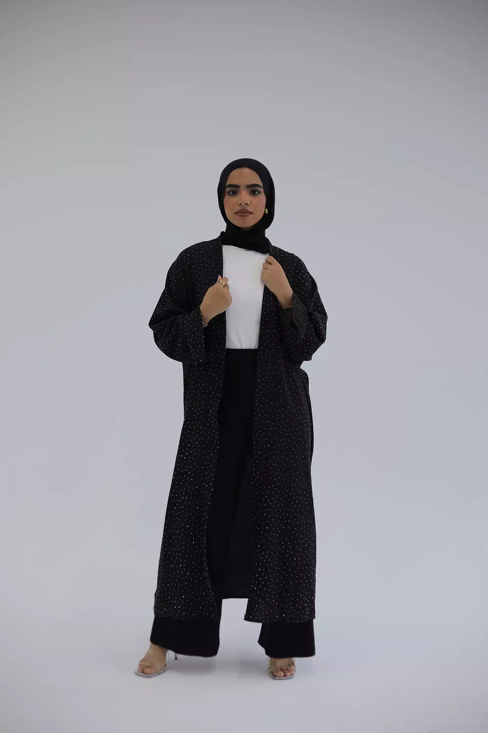 Black cardigan with silver beads image