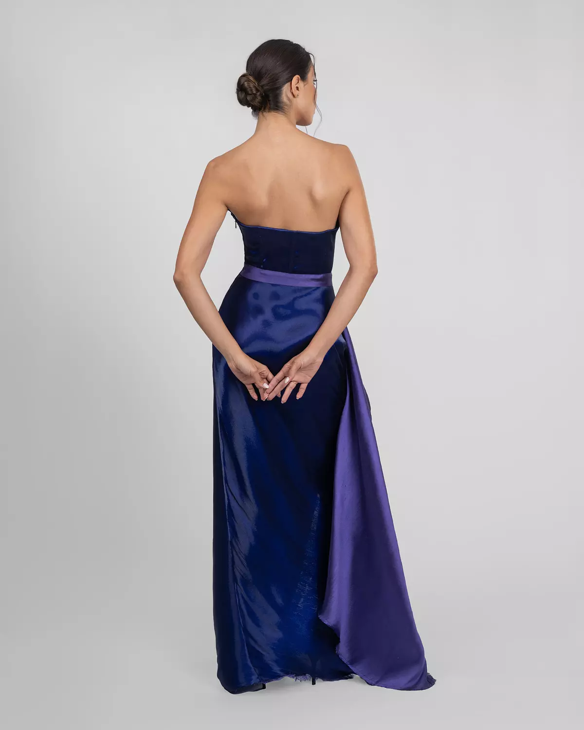 Strapless Two-Tone Draped Gown hover image