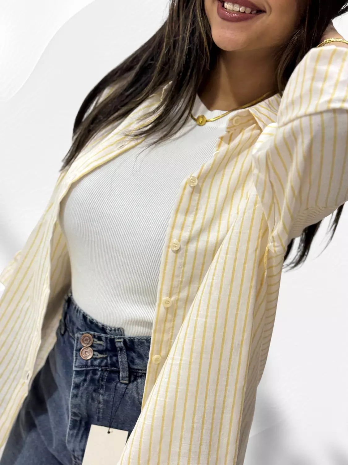 Striped Linen Shirt - Butter yellow image