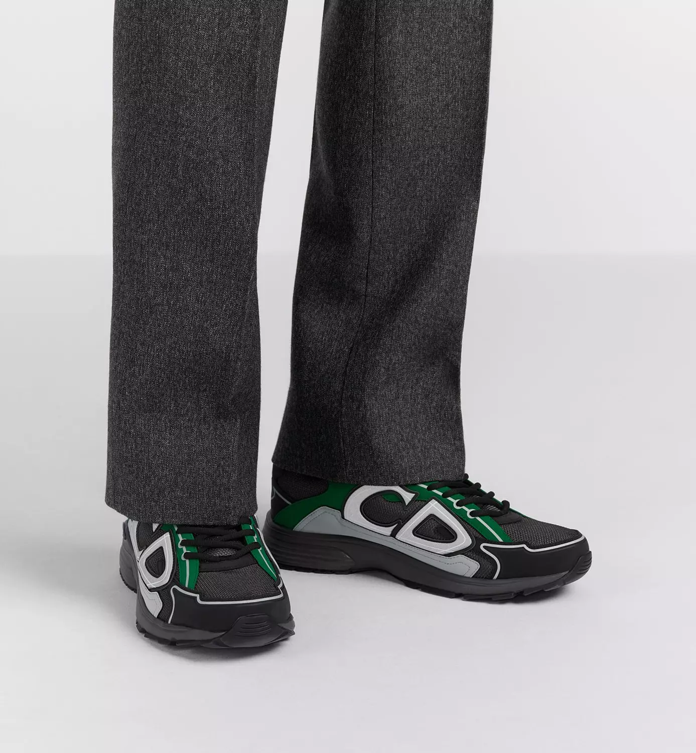 B30 Sneaker Deep Gray Mesh with Green, Black and Gray Technical Fabric 1
