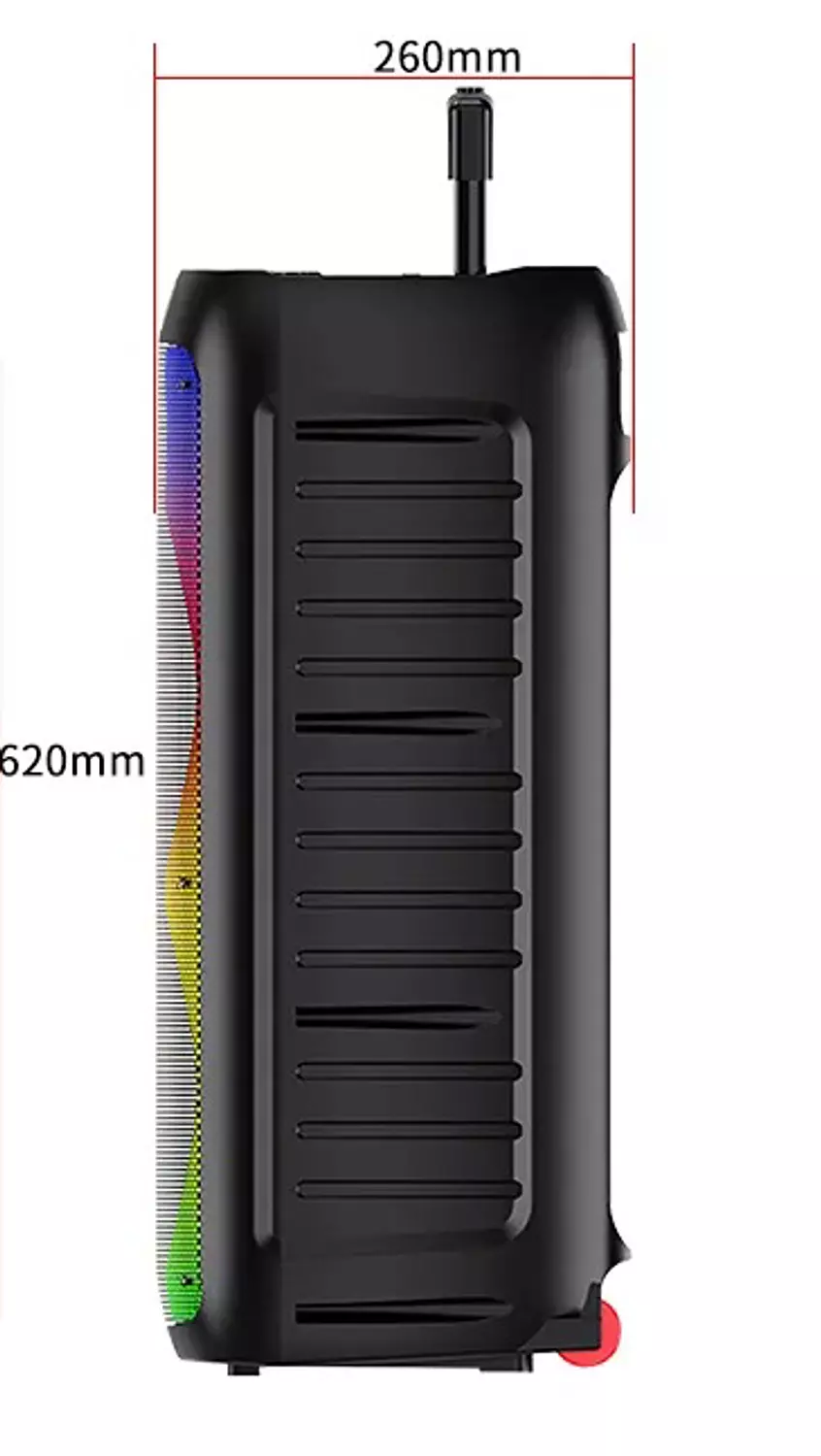 BOX300 Wireless Portable Speaker - 3600mAh Rechargeable Battery - Bluetooth - Dynamic Lighting - Wheels for Easy Transport 4
