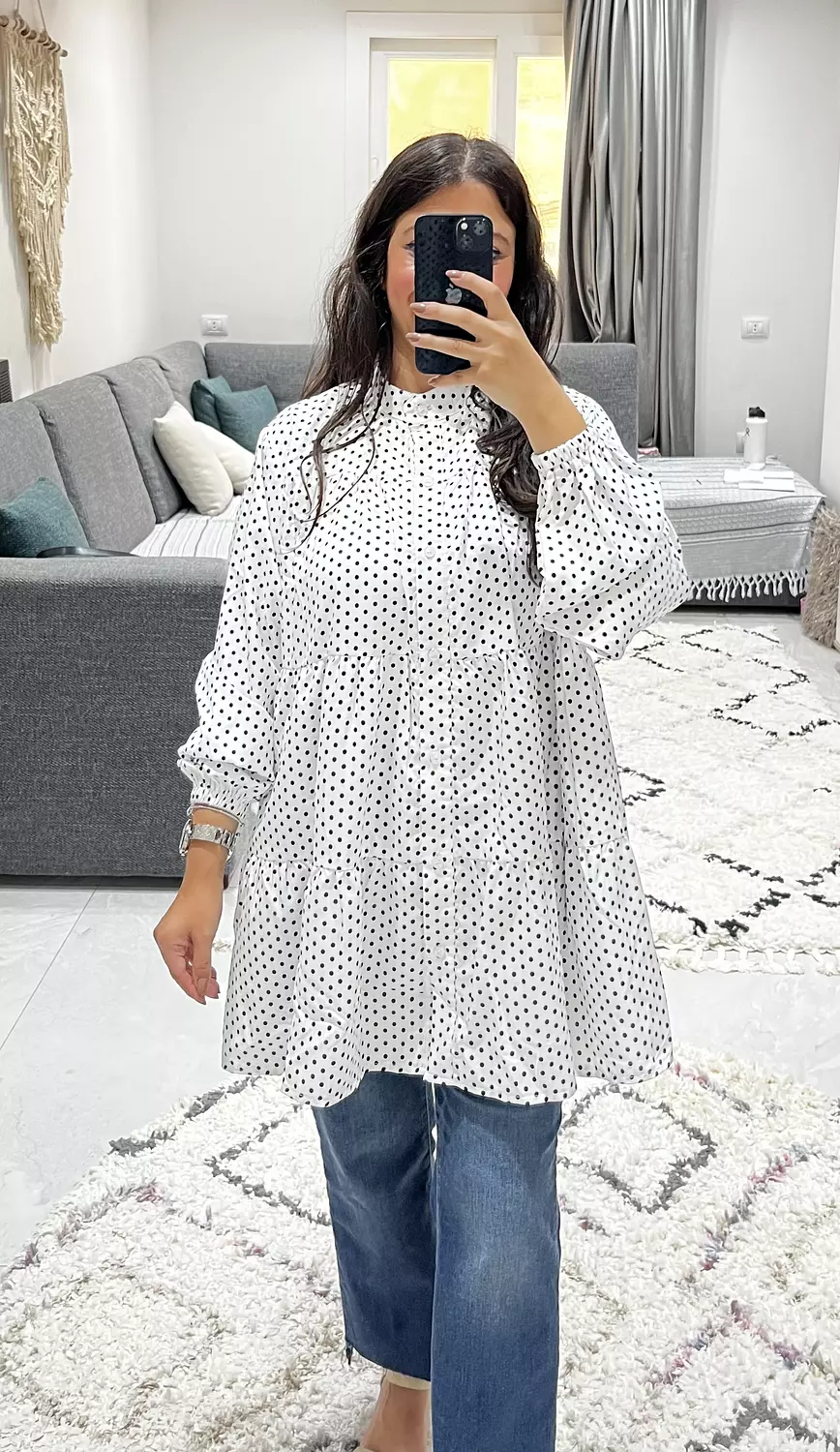 Ruffled Polka Dots Blouse 🤍  hover image