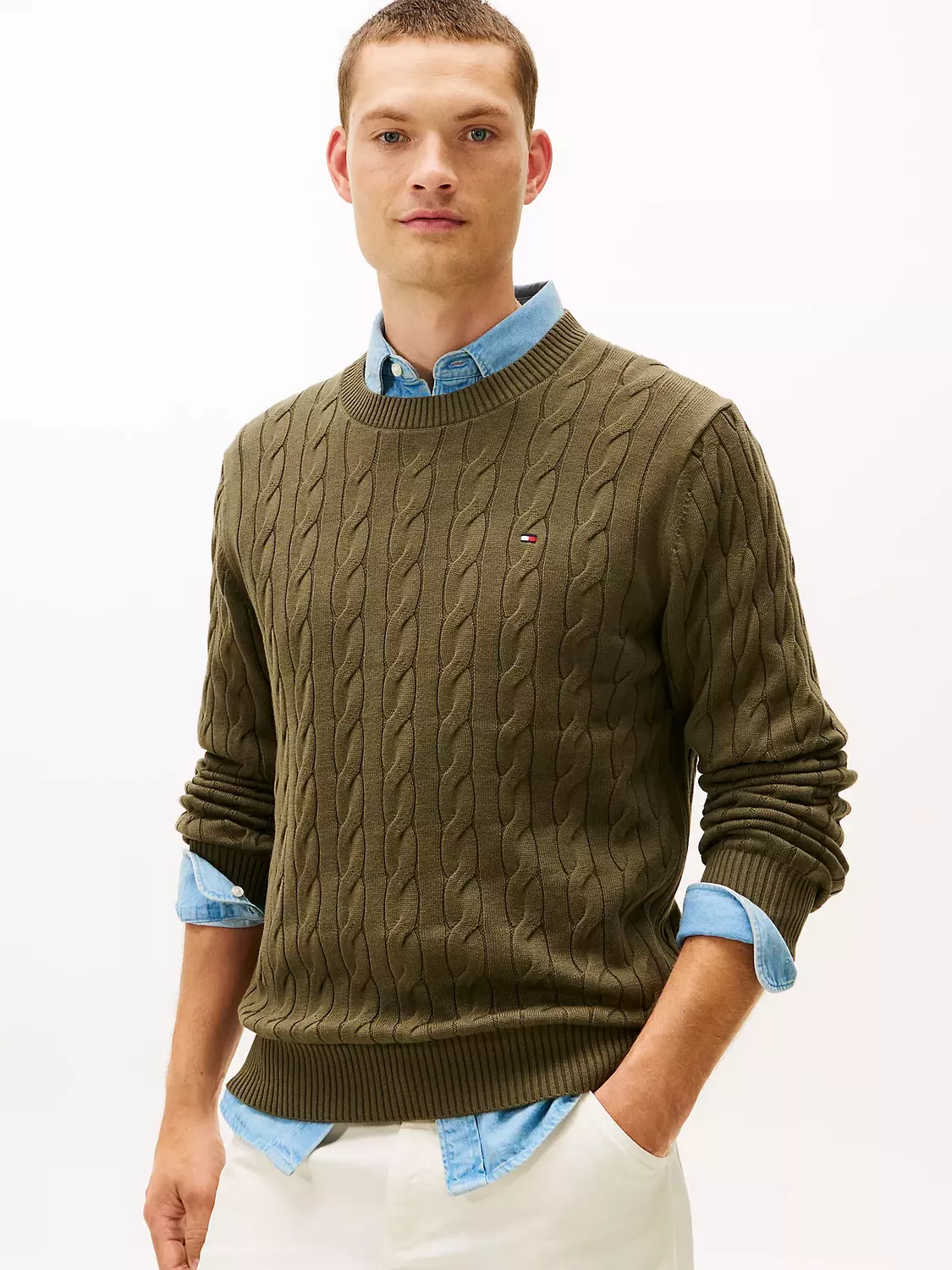 Cable Knit Crewneck Sweater 2