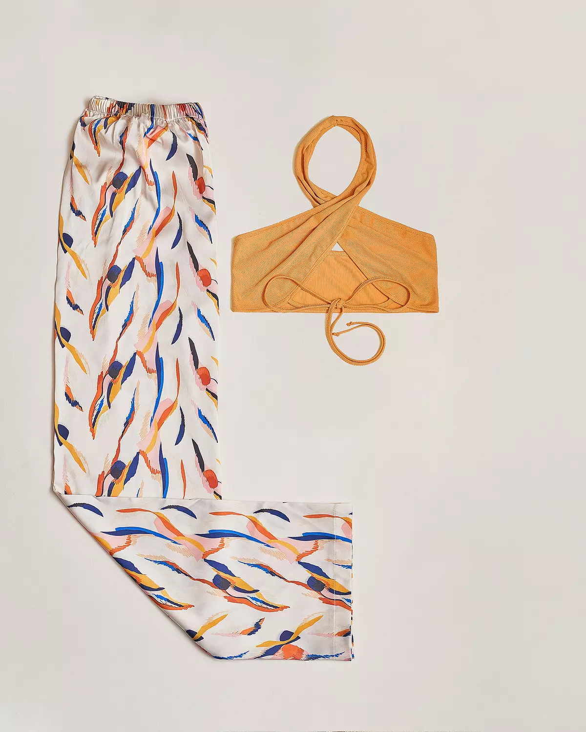Mixed Colors Top And Pants Set  image