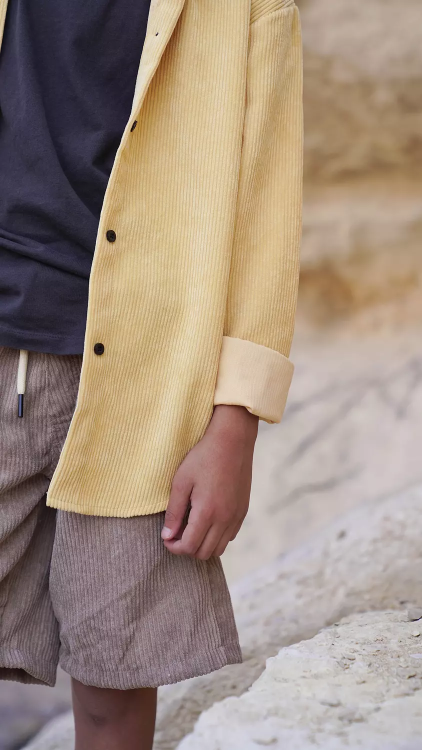 SOUTH CAN Velvet yellow chemise with black hoodie for boys hover image
