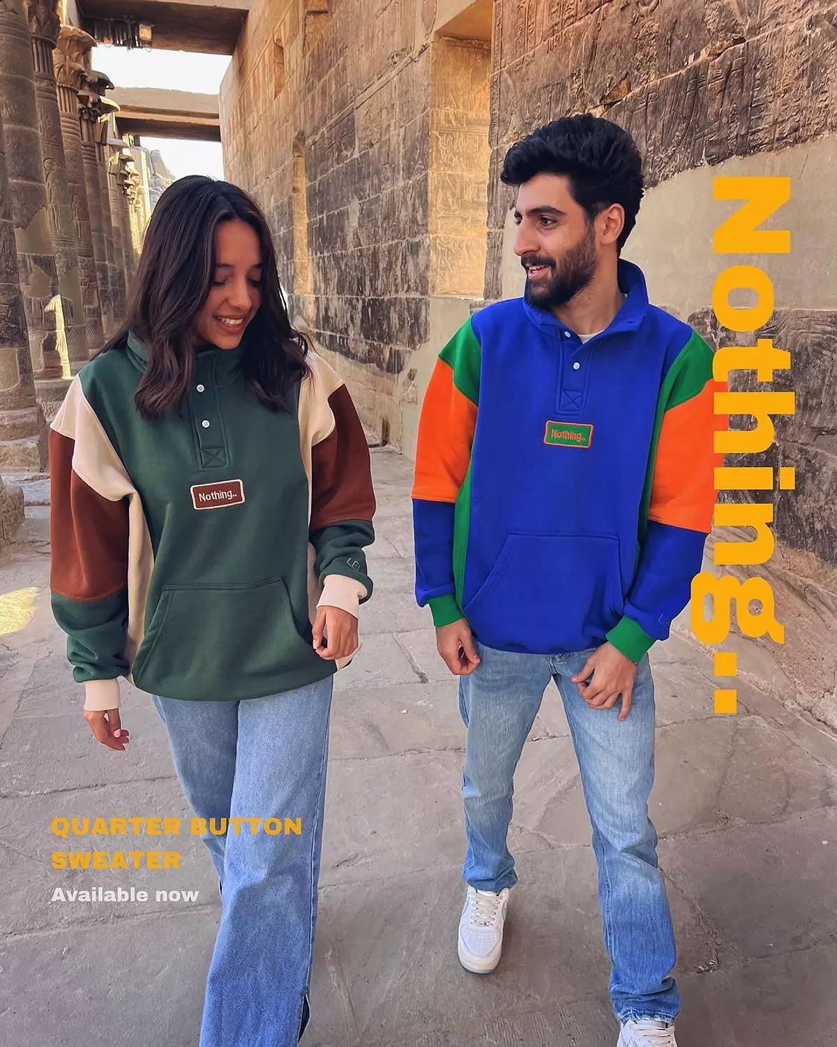 QUARTER BUTTON SWEATER "Nothing" image