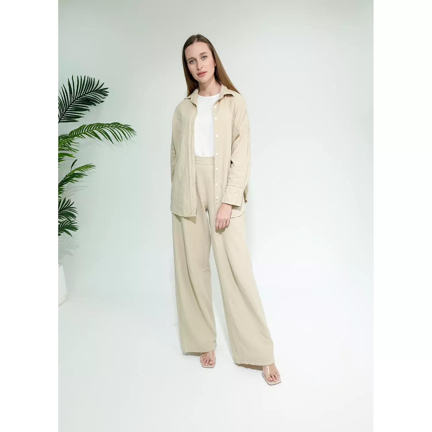 Beige Gabrdine Summer Set  4