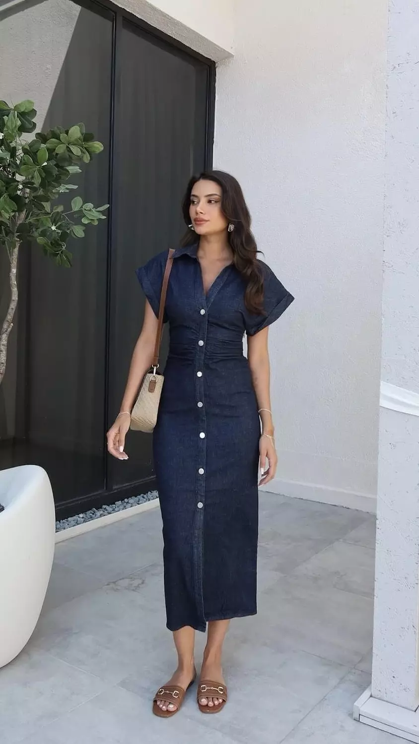 Denim Midi Dress 4