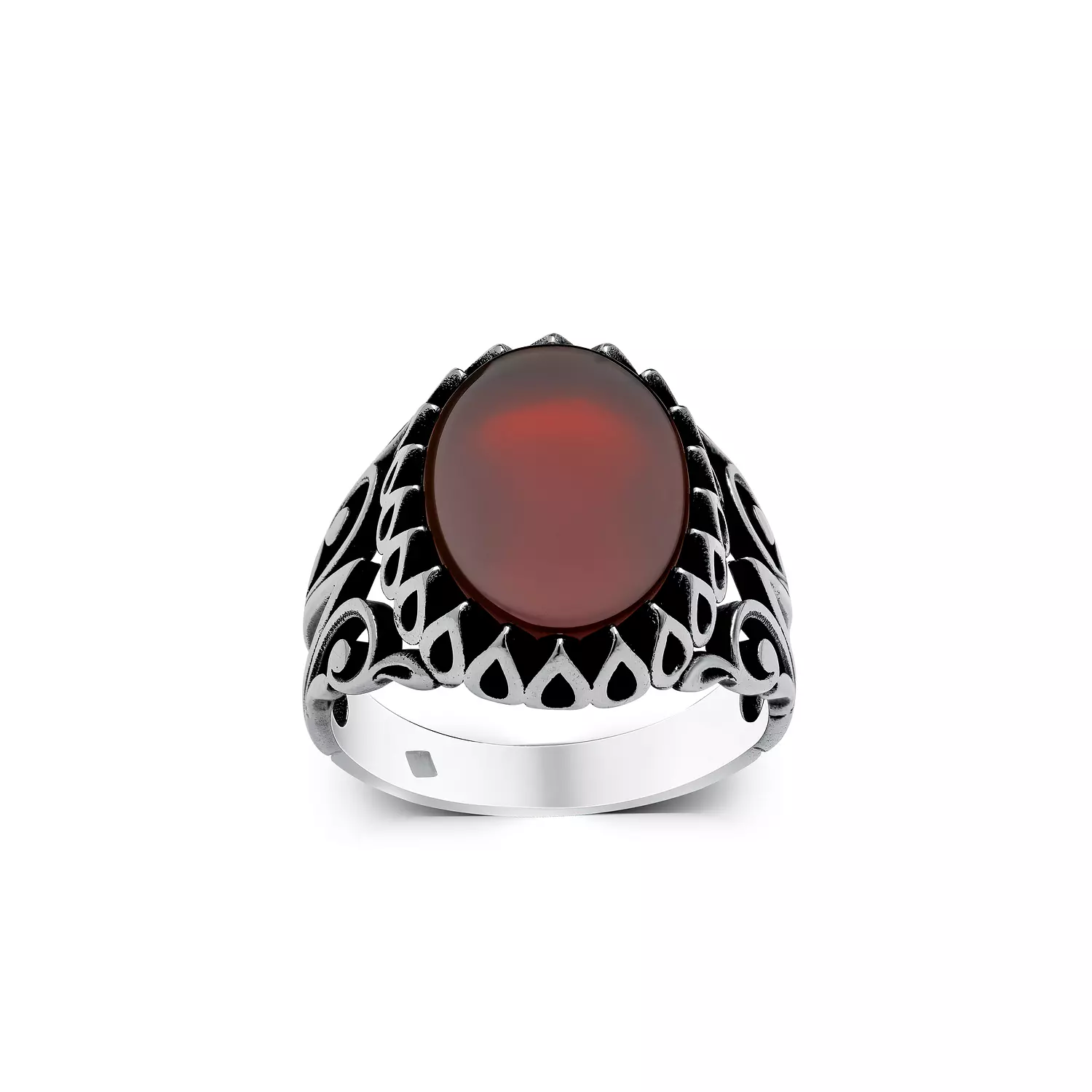 men's ring with red agate stone image