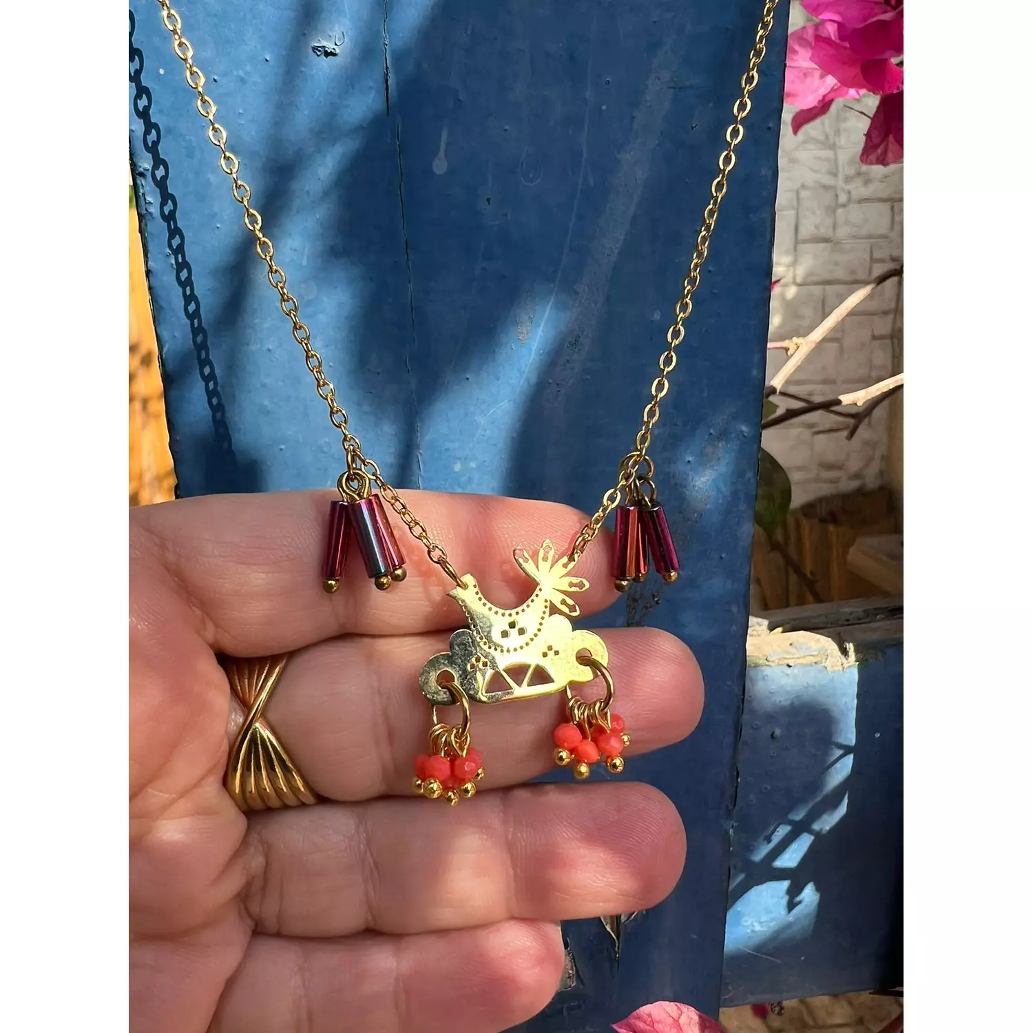 Delicate chicken necklace hover image