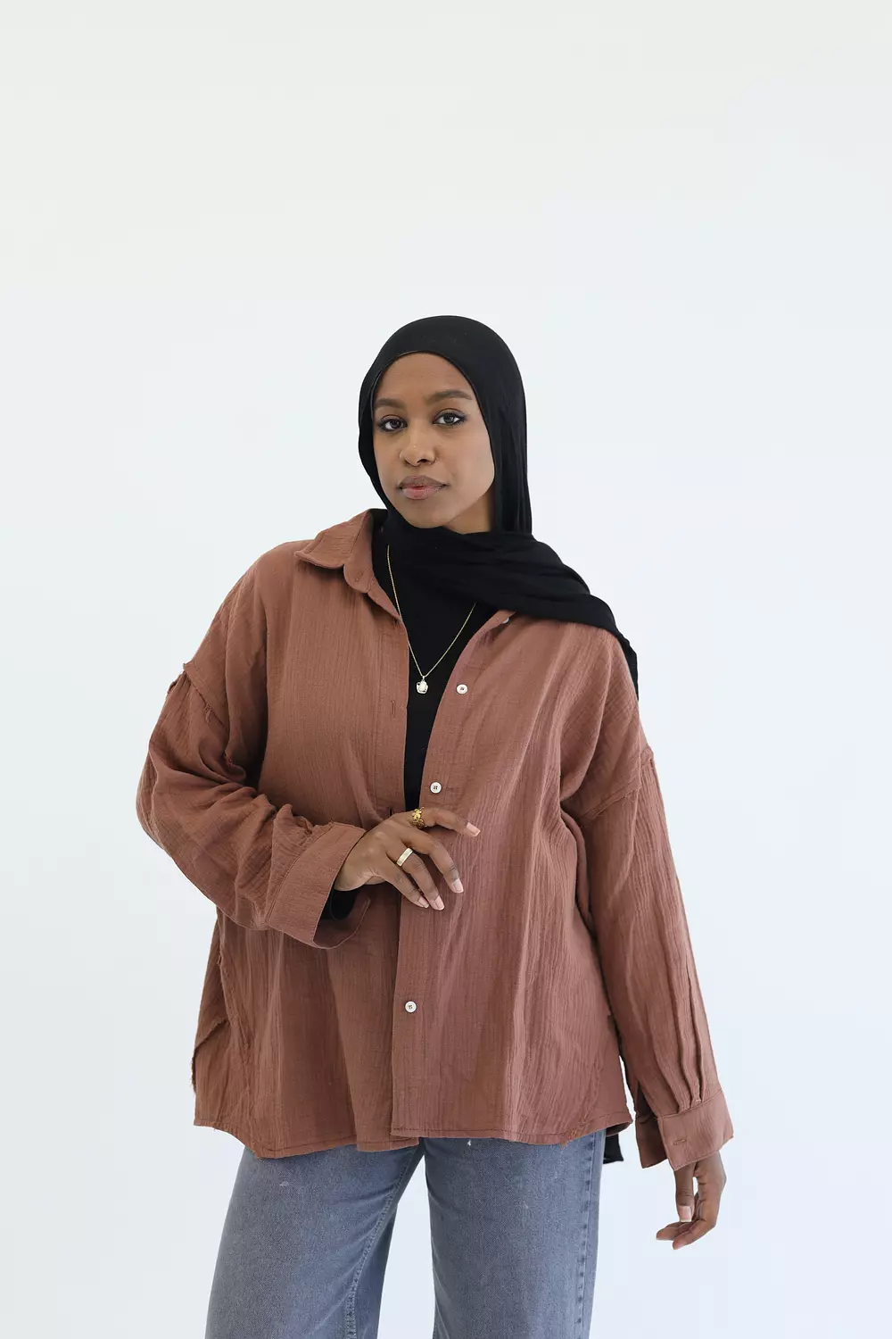 Brown cotton cutting shirt image