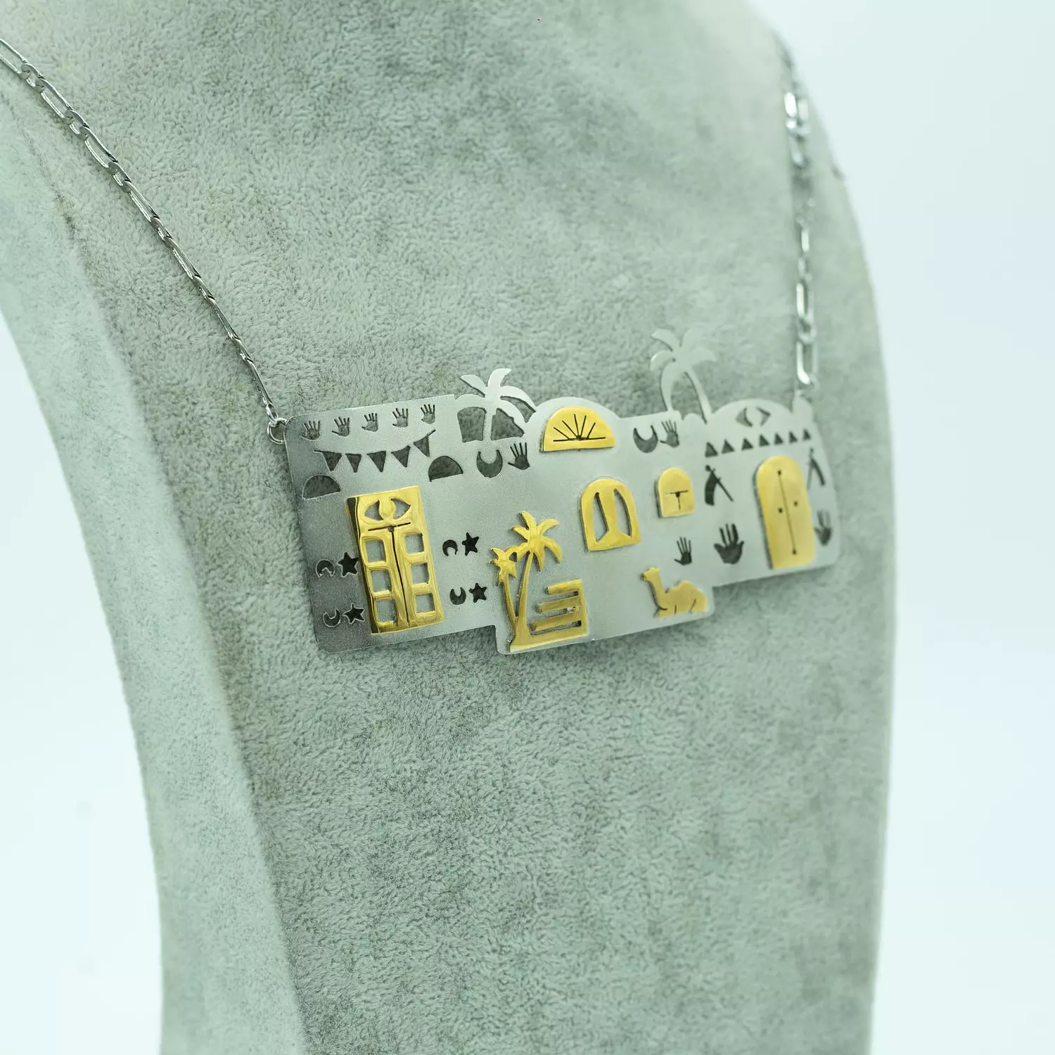 Copper necklace, 4 layers of gold, silver and platinum plating - 50 cm - Ancient Egyptian hunting trip 5