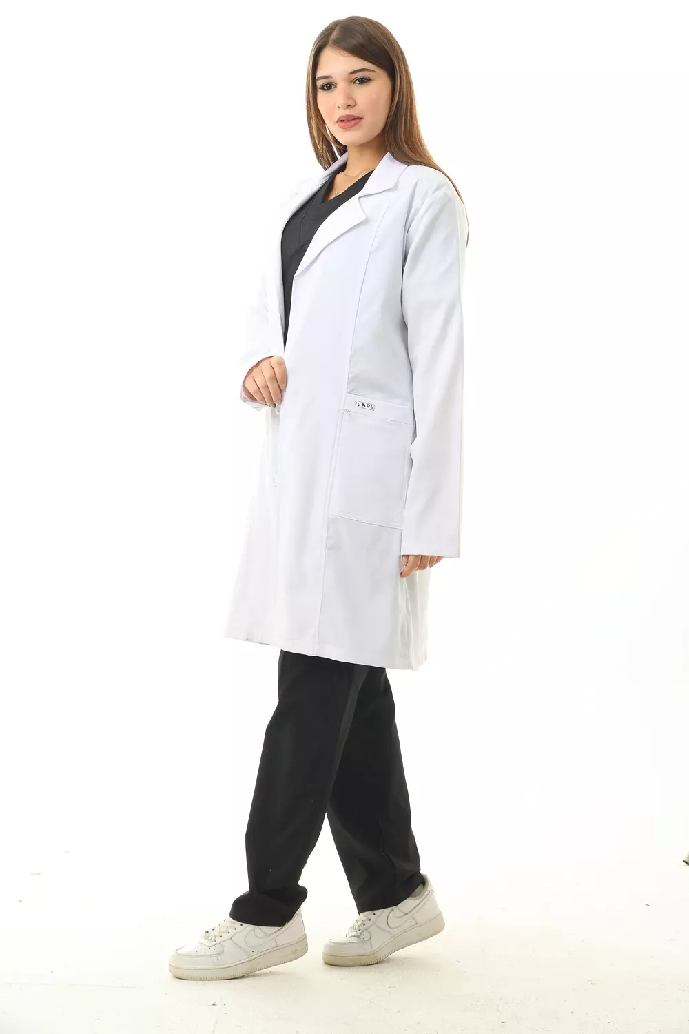 White Elegance Lab Coat Long 1