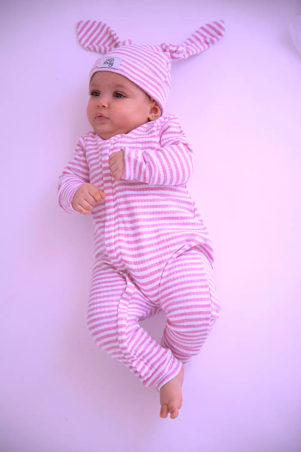 Bunbun organic plush pink set with bow/beanie 2