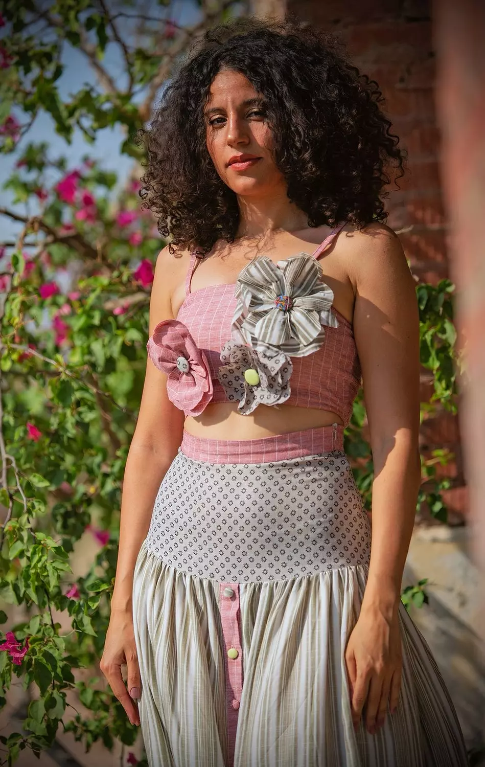 Crop Top w/ 3D Handmade Flowers image