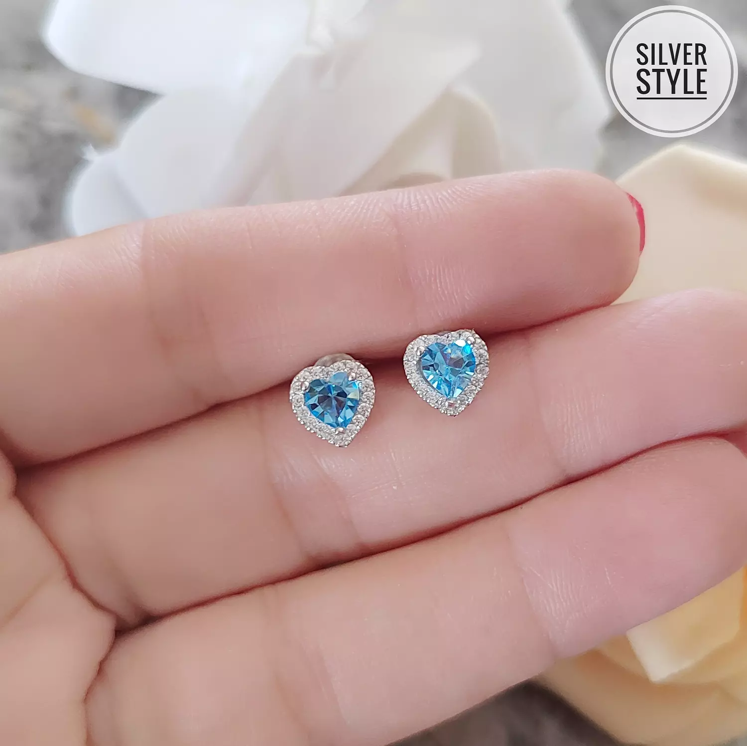 Baby blue heart Earrings  image