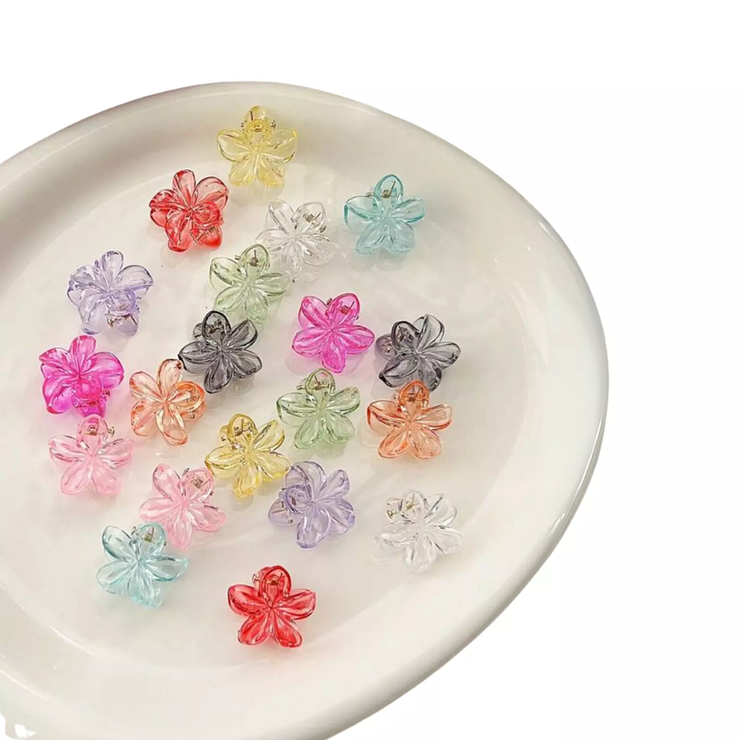 8 Pc Mini Transparent Flower Claw Clips Set image