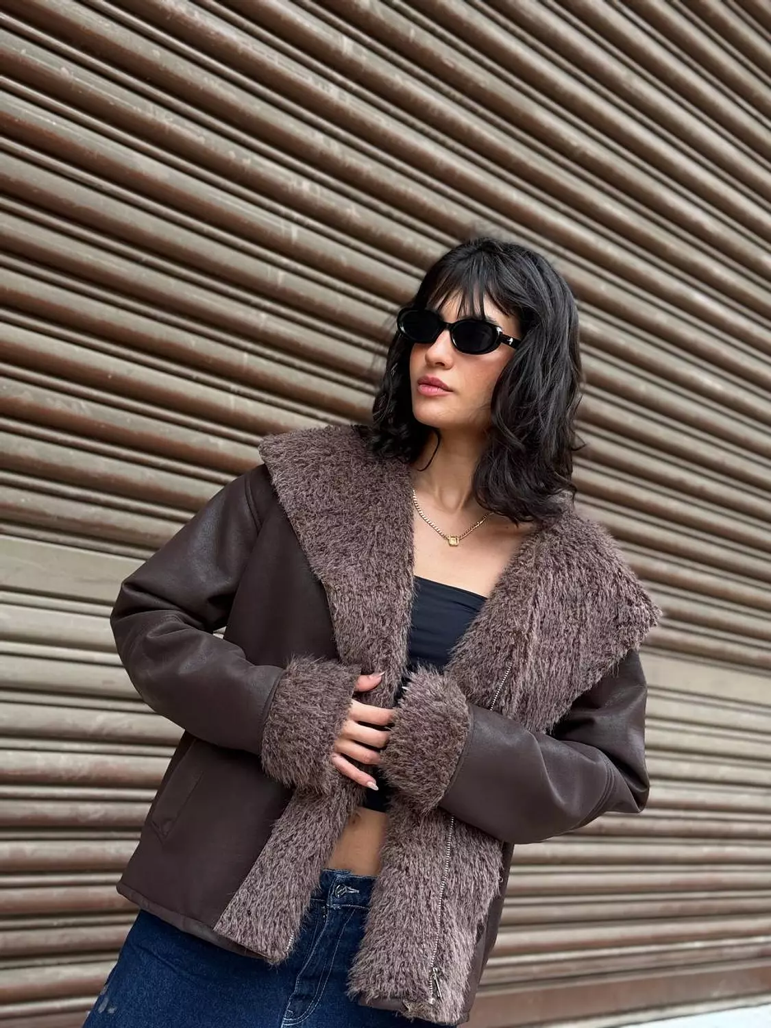 Leather jacket lined with fur 2