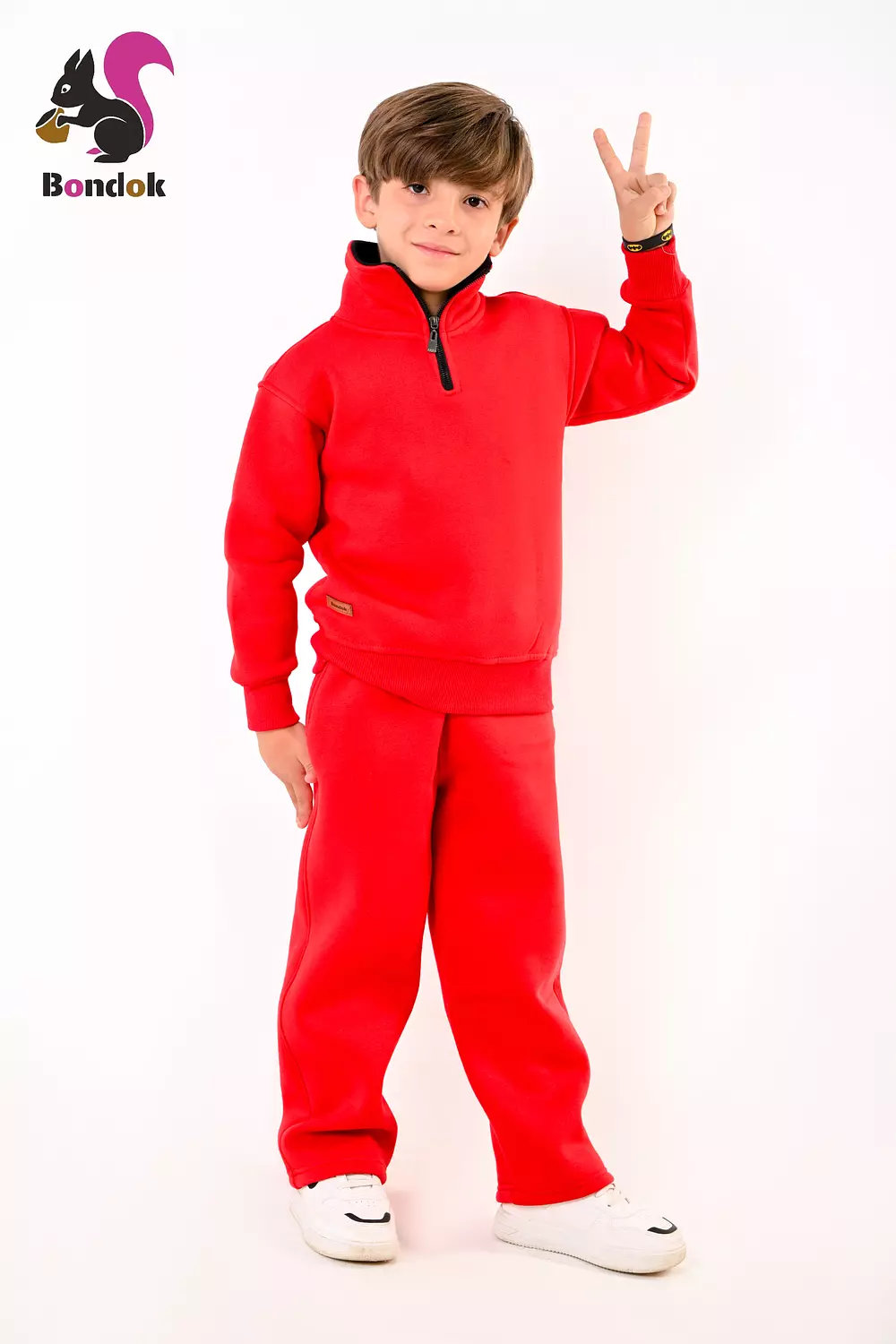 BONDOK Kids Tracksuit Set – Boys ¼-Zip Stand-Collar Sweater & Jogger Pants, Comfy Fit – Ages 4–14 image