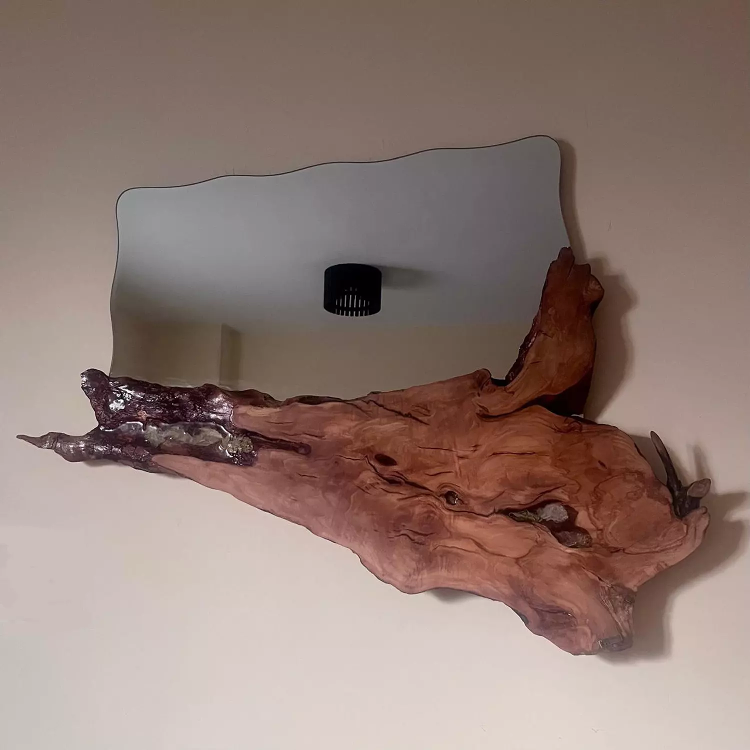 Olive Wood/ Floral Mirror image